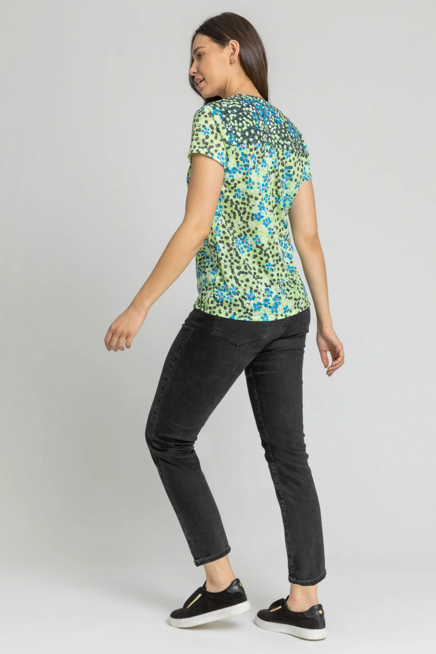 Roman Green Spot Print Tie Detail Top 4 Roman Green Spot Print Tie Detail Top - Image 2