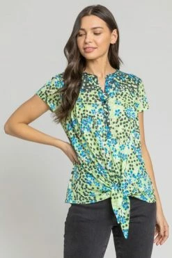 Roman Green Spot Print Tie Detail Top 11 Roman Green Spot Print Tie Detail Top -Roman Sales Shop unnamed file 9982