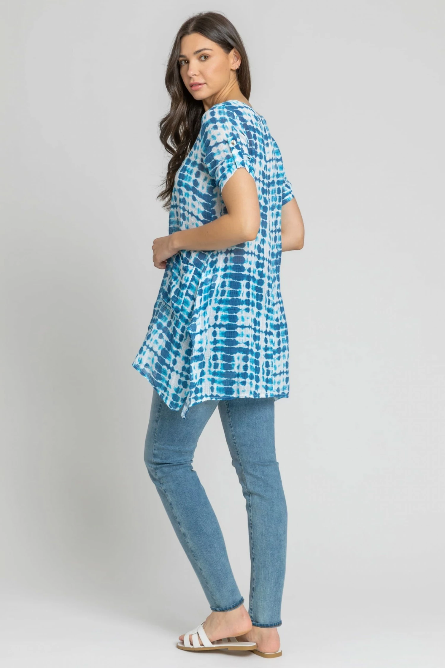 Roman Blue Tie Dye Print Hanky Hem Top 4 Roman Blue Tie Dye Print Hanky Hem Top - Image 2