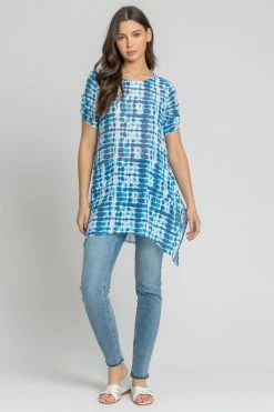 Roman Blue Tie Dye Print Hanky Hem Top 10 Roman Blue Tie Dye Print Hanky Hem Top -Roman Sales Shop unnamed file 9985