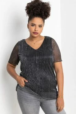 Roman Silver Curve Roll Neck T-Shirt